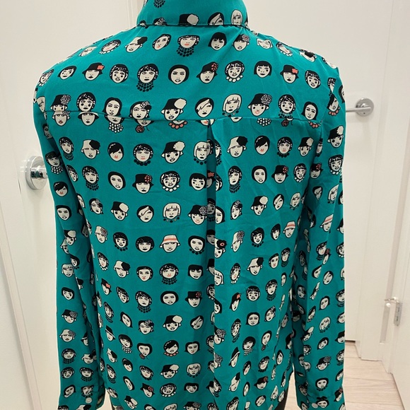 Green Faces blouse S - Picture 2 of 2